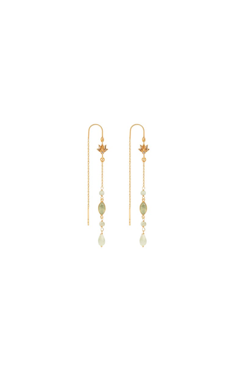 Karma and Luck Renewed Purpose Lotus Aquamarine Drop Gold Earrings, Main, color, Gold