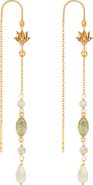 Karma and Luck Renewed Purpose Lotus Aquamarine Drop Gold Earrings
