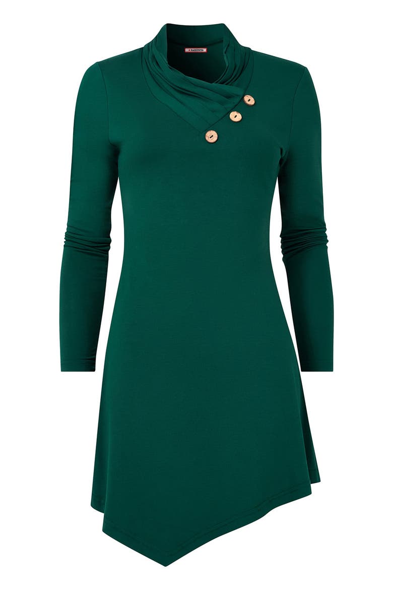 Stretch Knit Asymmetrical Surplice V-Neck Tunic, Alternate, color, DARK EMERALD