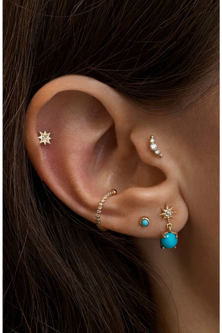 Cléo Croissant Diamond Stud Earring, Alternate, color, 14K YELLOW GOLD/ DIAMOND
