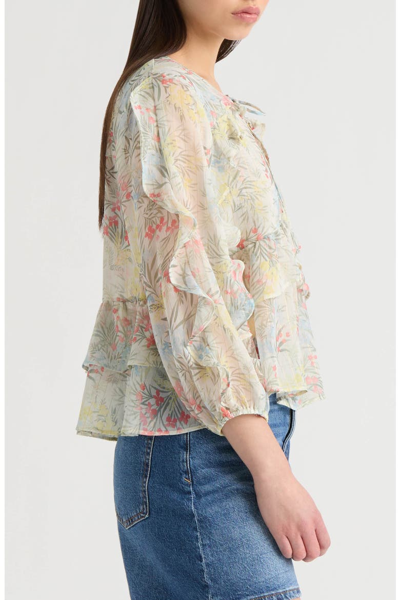 Floral Ruffle Chiffon Babydoll Top, Alternate, color, MARSHMALLOW SPRINGY FLORAL
