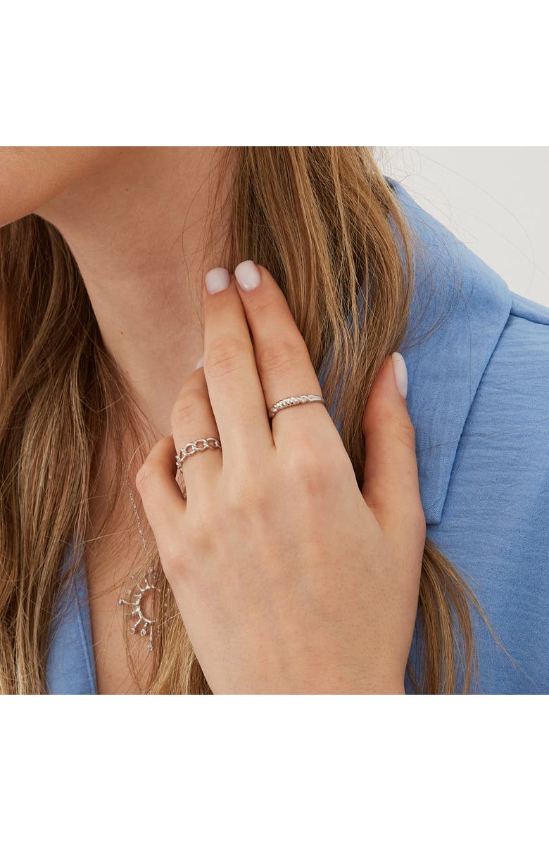 Spero London Sterling Silver Chain Ring, Alternate, color, Silver