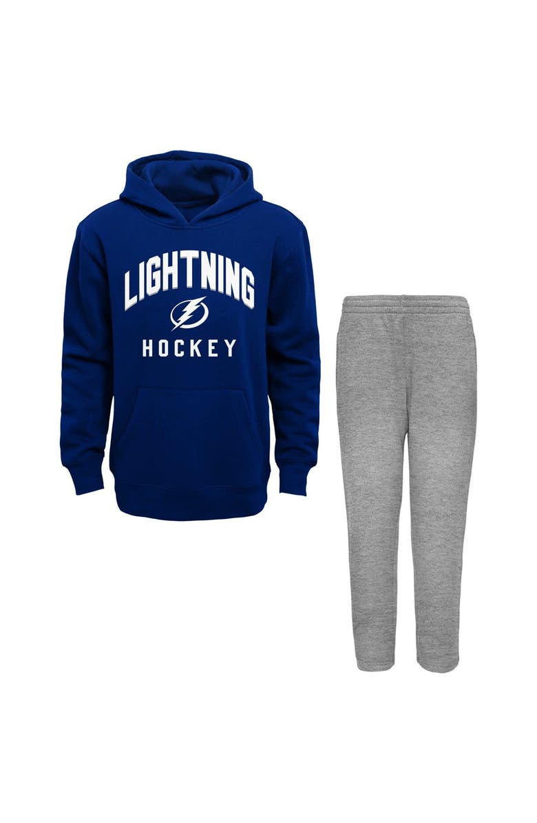 Outerstuff Toddler Blue/Heather Gray Tampa Bay Lightning Play by Play Pullover Hoodie & Pants Set, Main, color, Blue