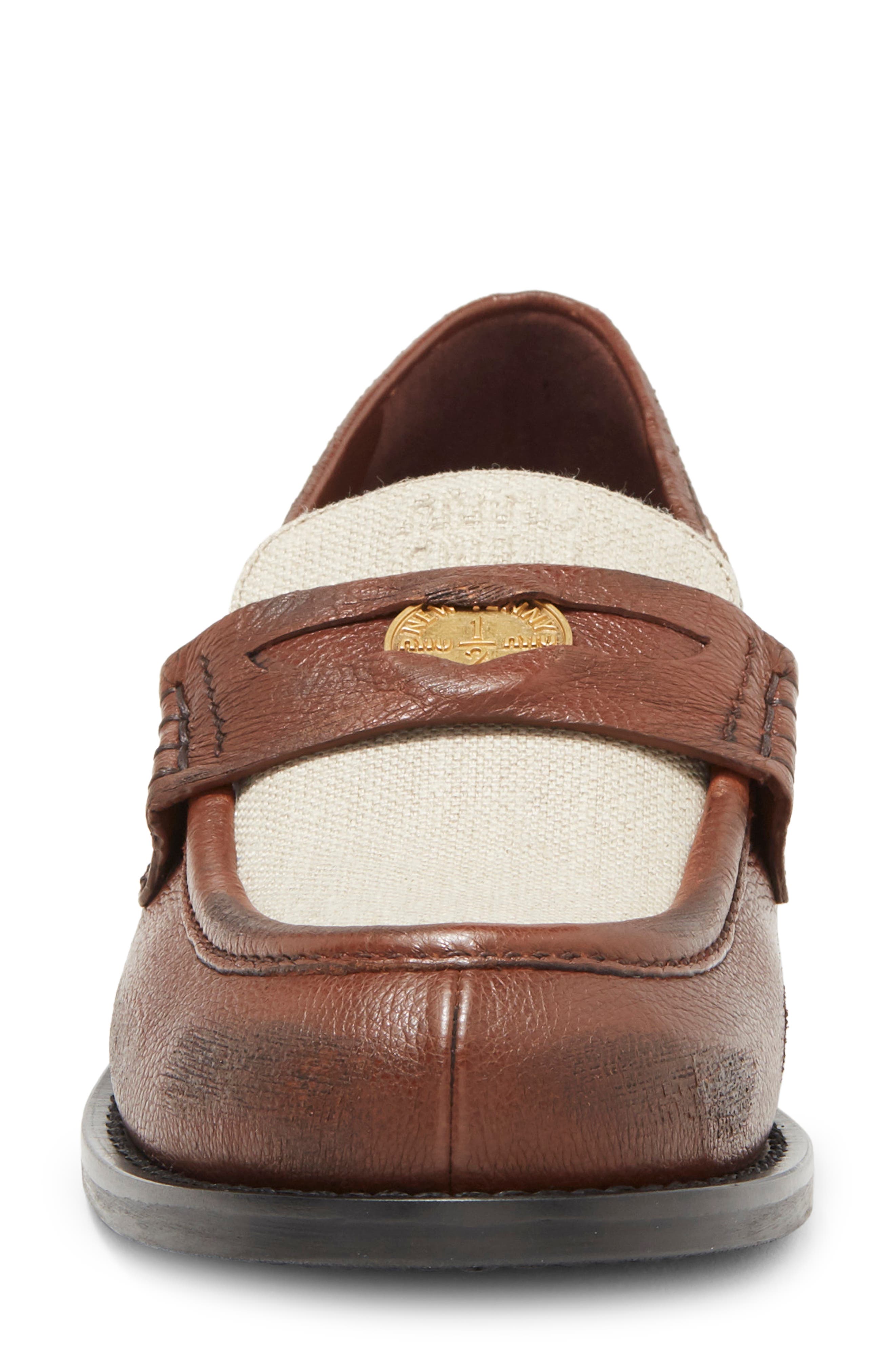 Miu Miu Mixed Media Penny Loafer, Alternate, color, 