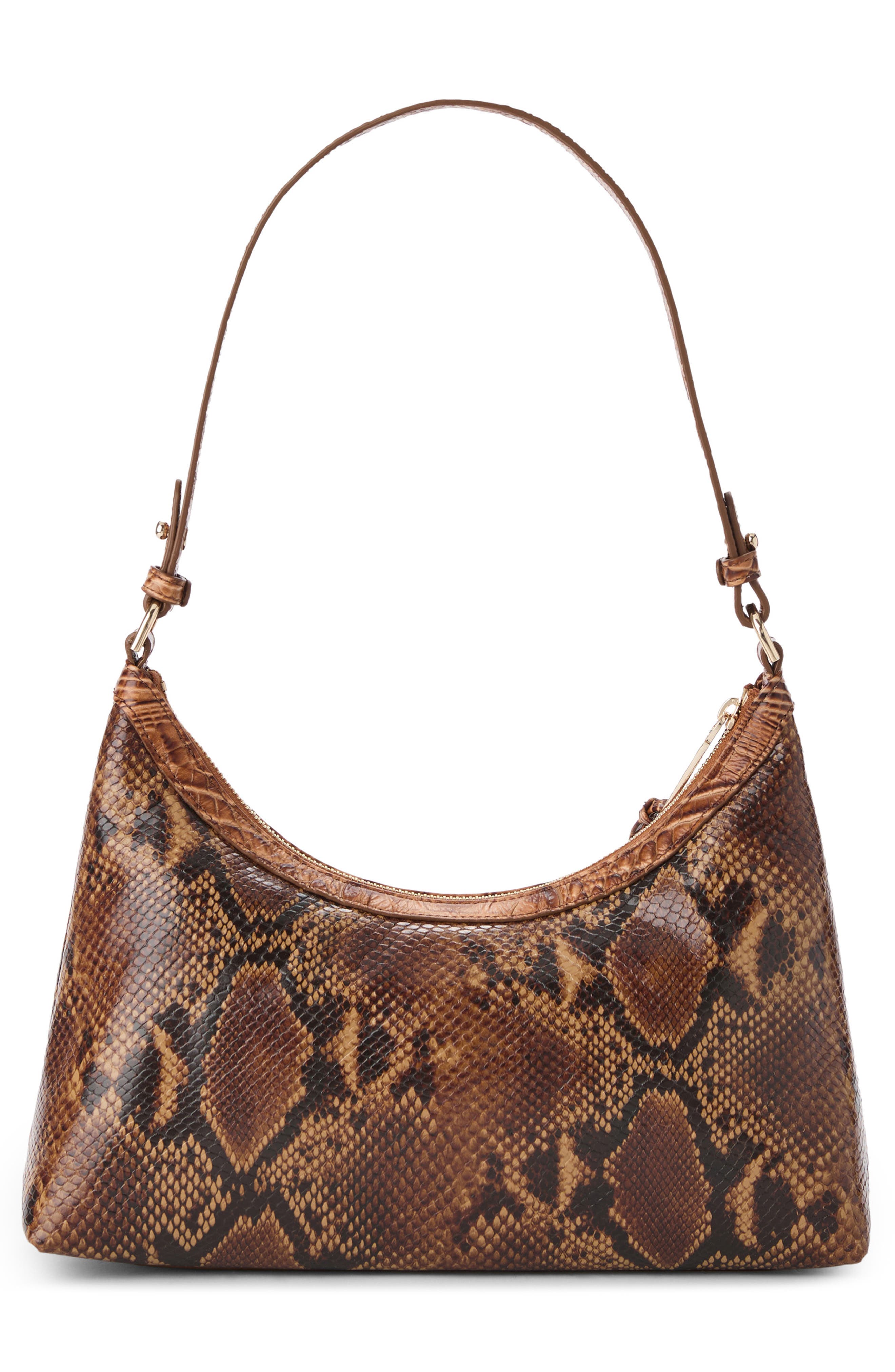 Brahmin Olivia Snakeskin Embossed Leather Shoulder Bag, Alternate, color, Cinnamon