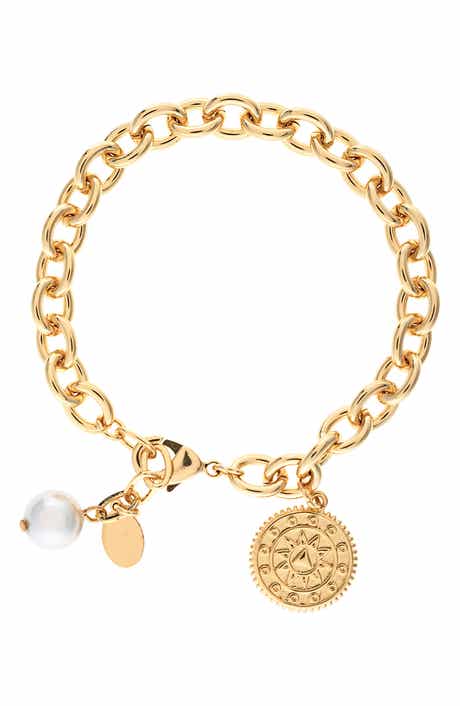 Pearl Disc Charm Bracelet