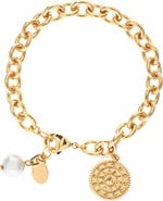 RIVKA FRIEDMAN Pearl Disc Charm Bracelet