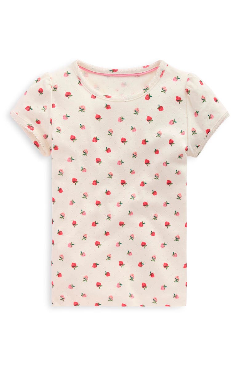 Mini Boden Kids' Pointelle Cotton T-Shirt, Main, color, Ivory Strawberry