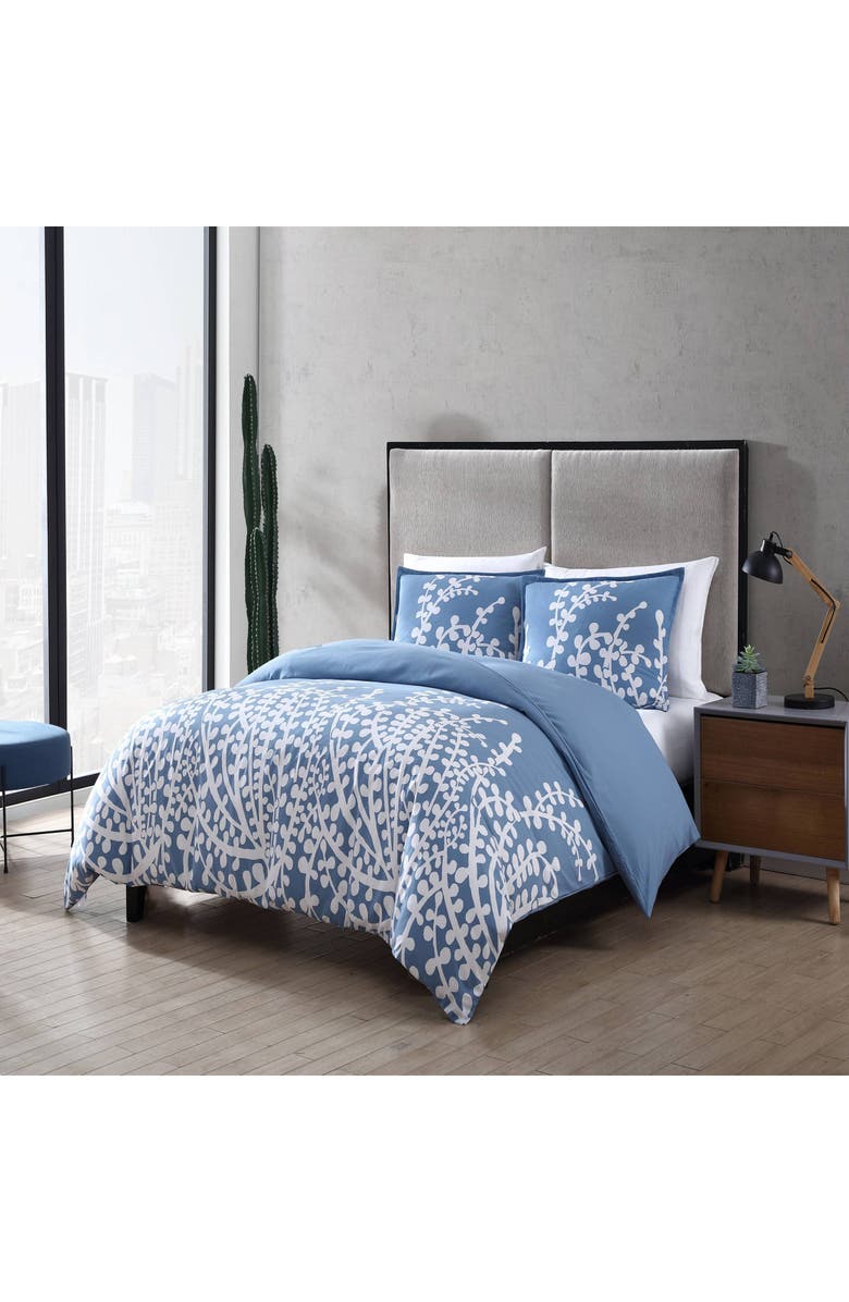 CITY SCENE Branches Cotton Duvet Cover Set, Alternate, color, Blue