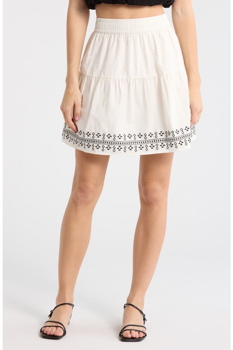 Embroidered Cotton Blend Miniskirt, Main, color, IVORY COMBO