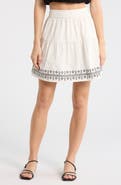 Melrose and Market Embroidered Cotton Blend Miniskirt