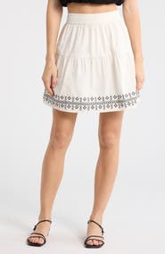 Melrose and Market Embroidered Cotton Blend Miniskirt