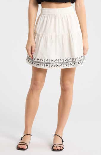 Embroidered Cotton Blend Miniskirt