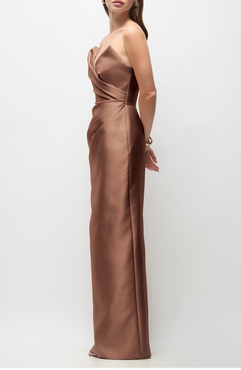 Alfred Sung Rebecca Strapless Satin Column Gown, Alternate, color, 