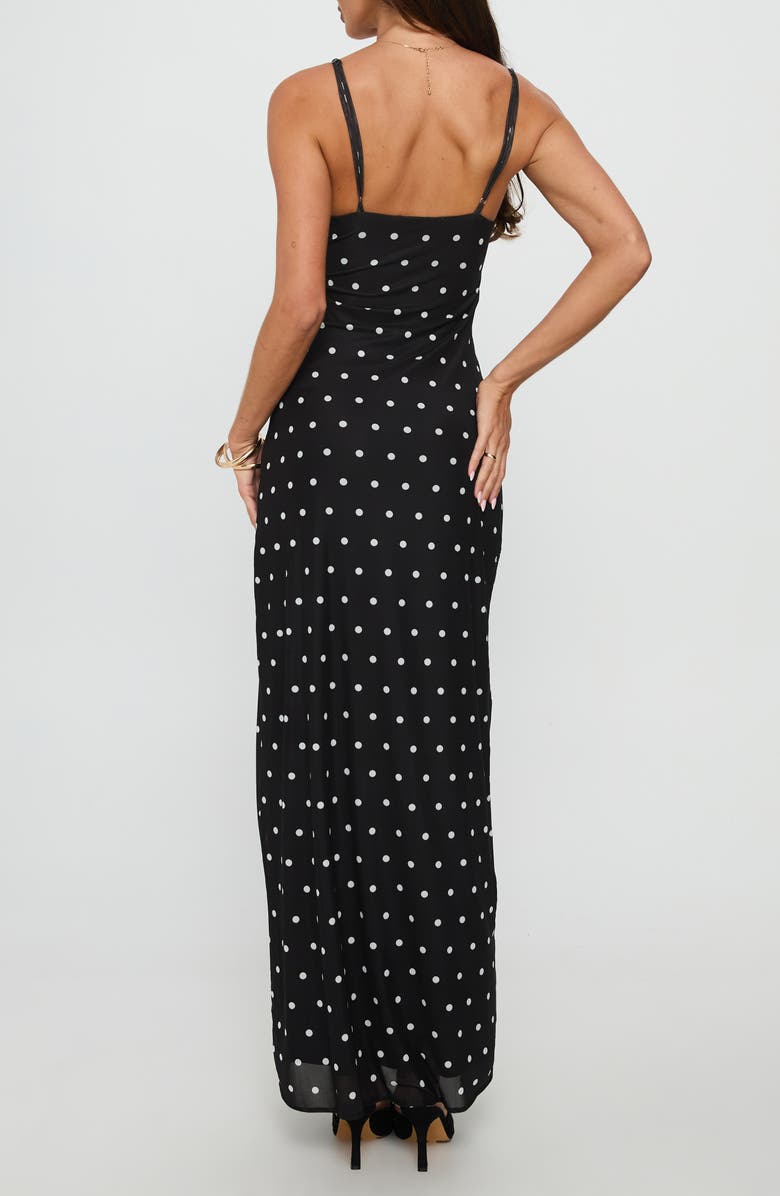 Princess Polly Glass Half Full Sleeveless Mesh Maxi Dress, Alternate, color, Black Polka