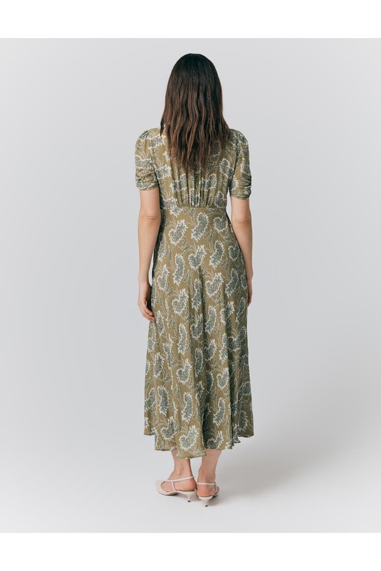 Flo Floral Midi Tea Dress, Alternate, color, Olive Cluster Floral