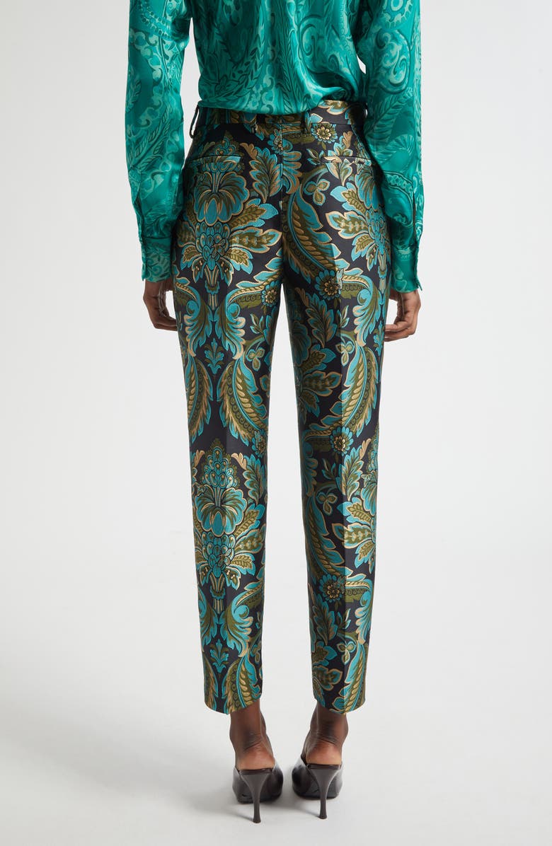 Etro Capitol Paisley Jacquard Trousers, Alternate, color, Black/ Green/ Turquoise Multi