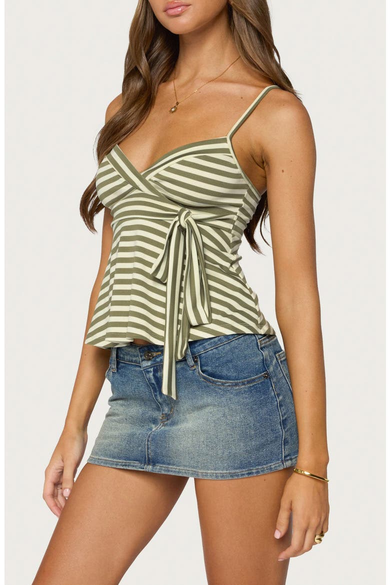 Kova Stripe Babydoll Camisole, Alternate, color, OFF-WHITE-AND-OLIVE