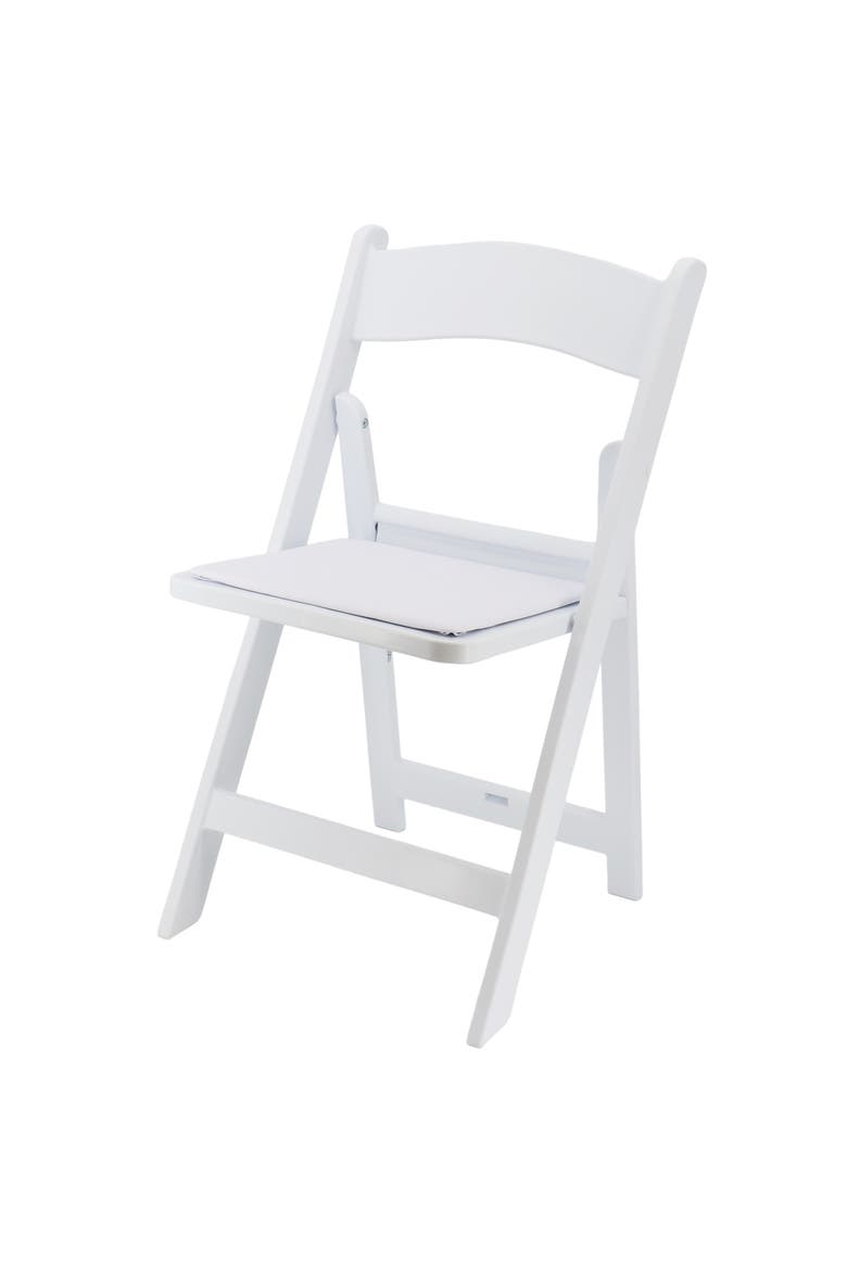 4 Piece Plastic Folding Resin Chair in White with Removable Seat Pad, Alternate, color, White