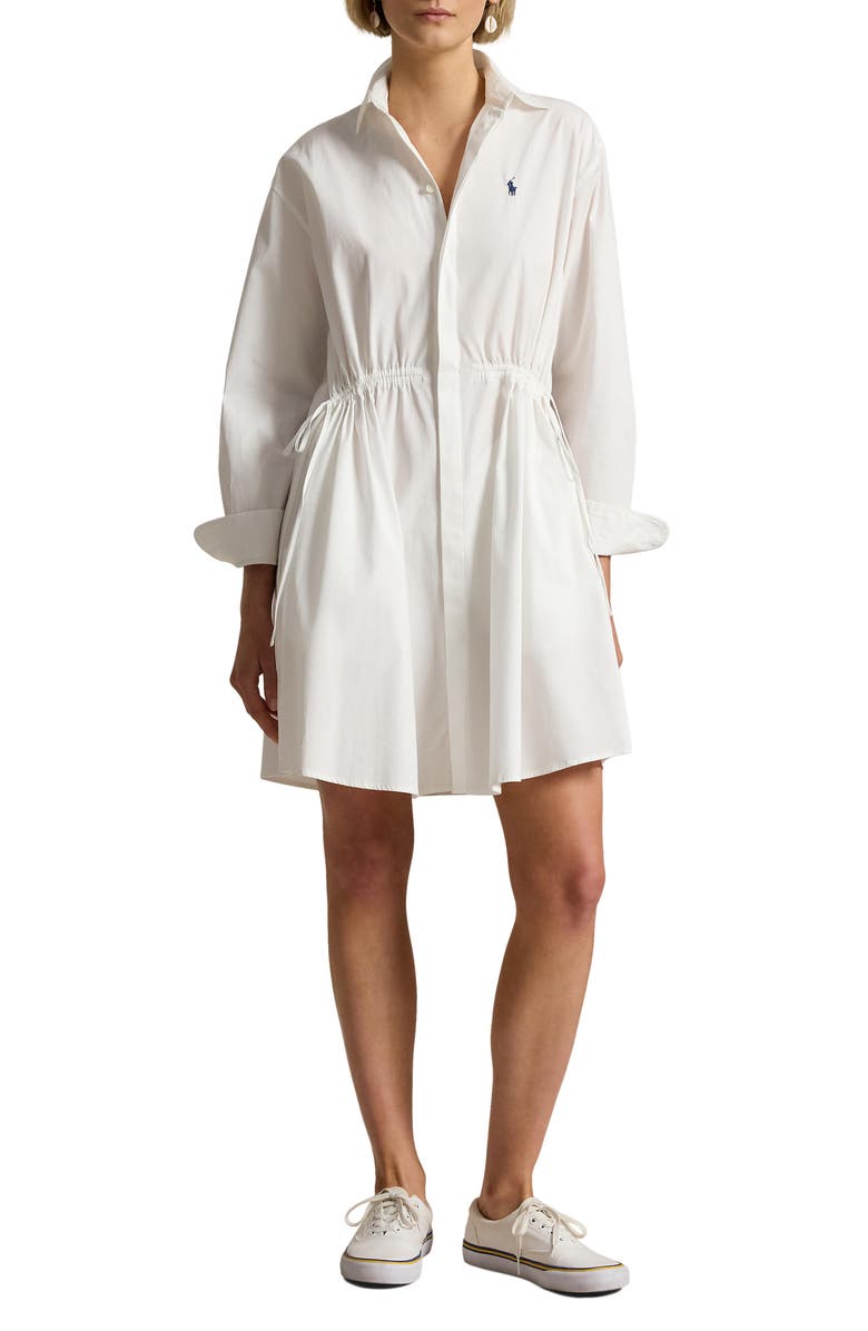 Polo Ralph Lauren Long Sleeve Cotton Poplin Shirtdress, Main, color, White