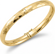 Bliss Diamond 5mm Hammered Bangle Bracelet 18k Gold Over Silver