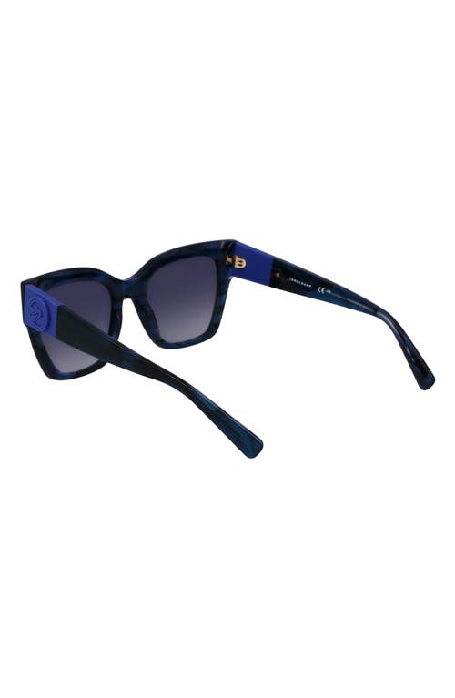 Longchamp Medallion 52mm Modified Rectangular Sunglasses In Striped Blue