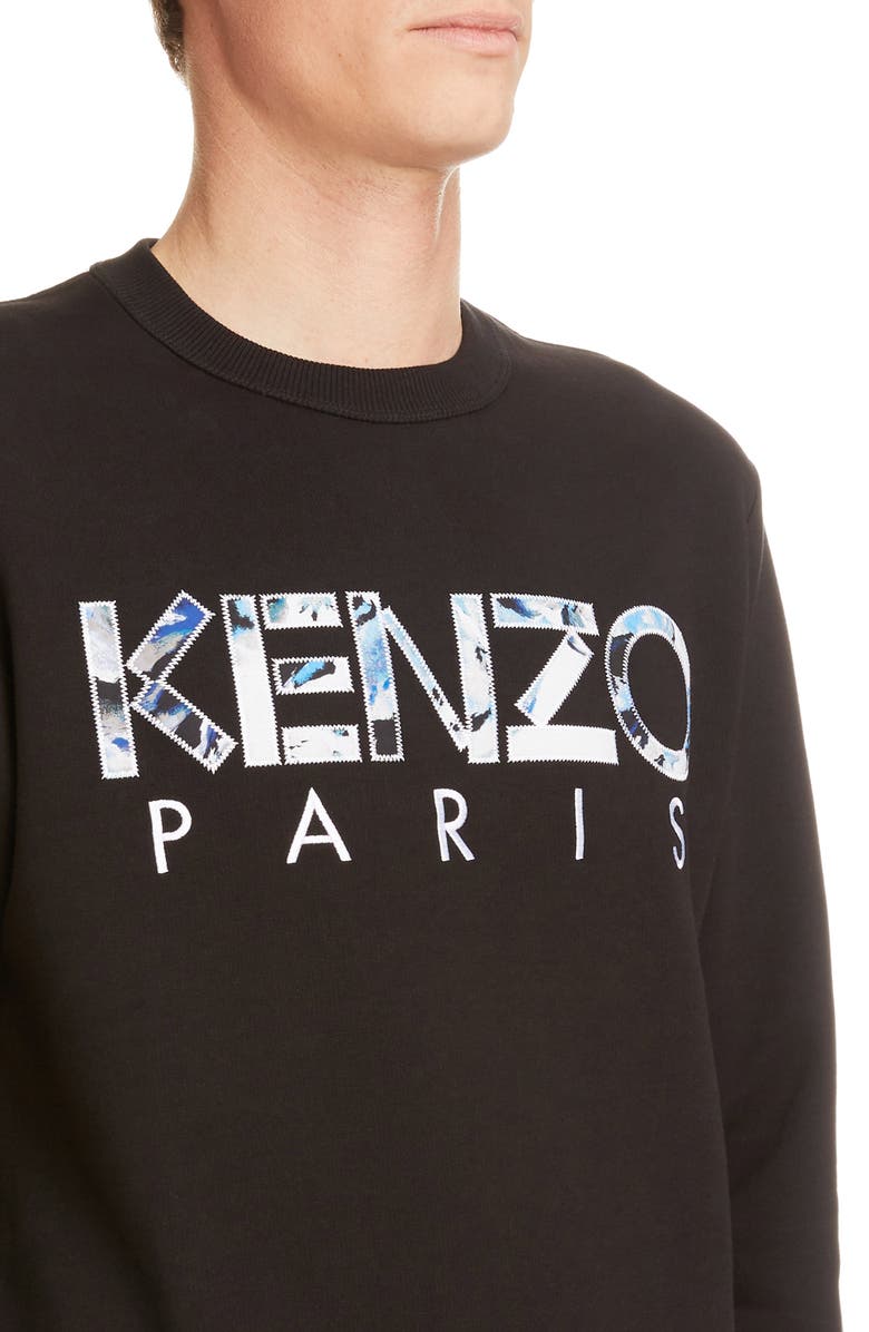 KENZO Paris Logo Appliqué Crewneck Sweatshirt, Alternate, color, 