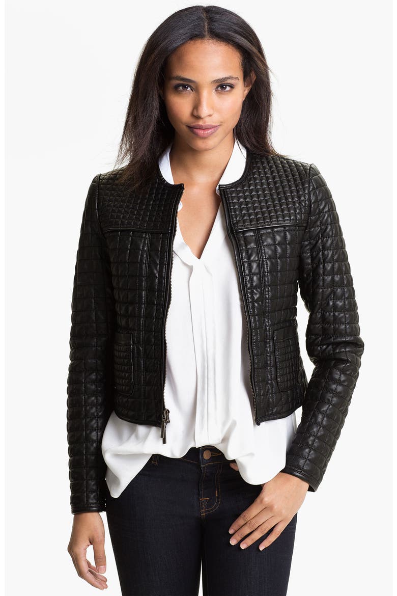 Quilted Faux Leather Jacket, Main, color, RICH BLACK