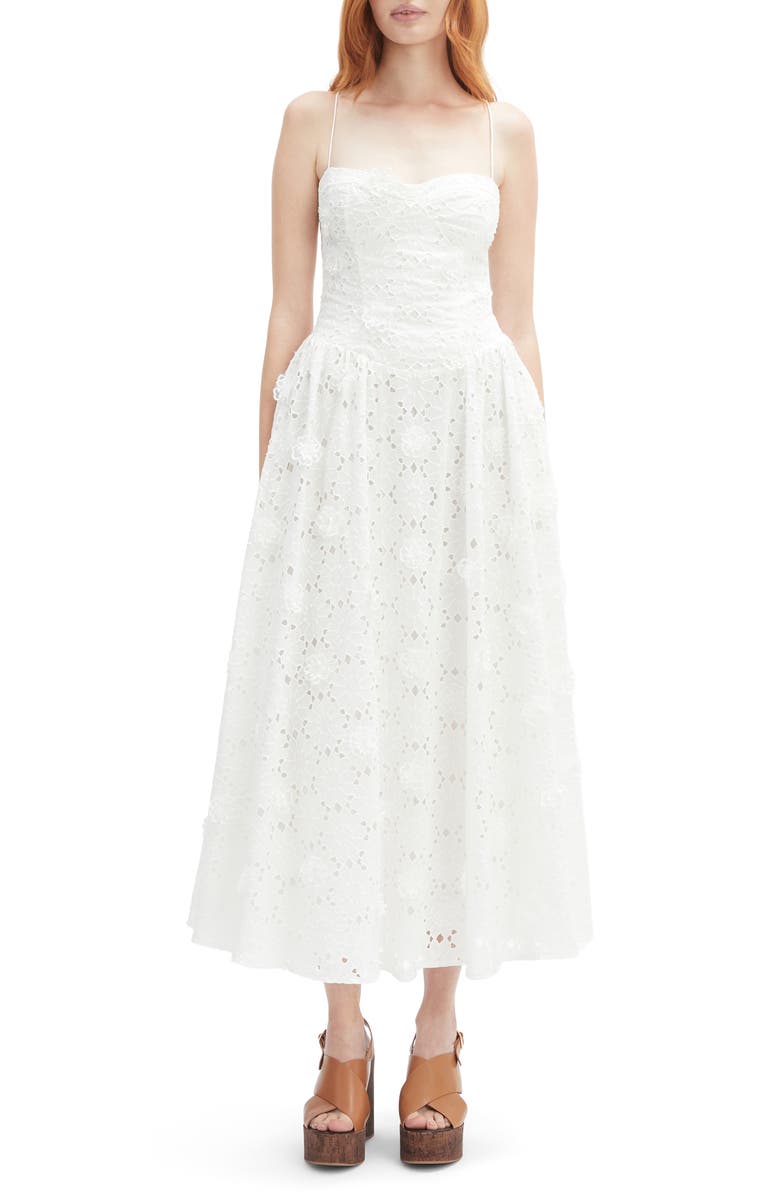 Bardot Estie Broderie Anglaise Cotton Maxi Dress, Main, color, Orchid White