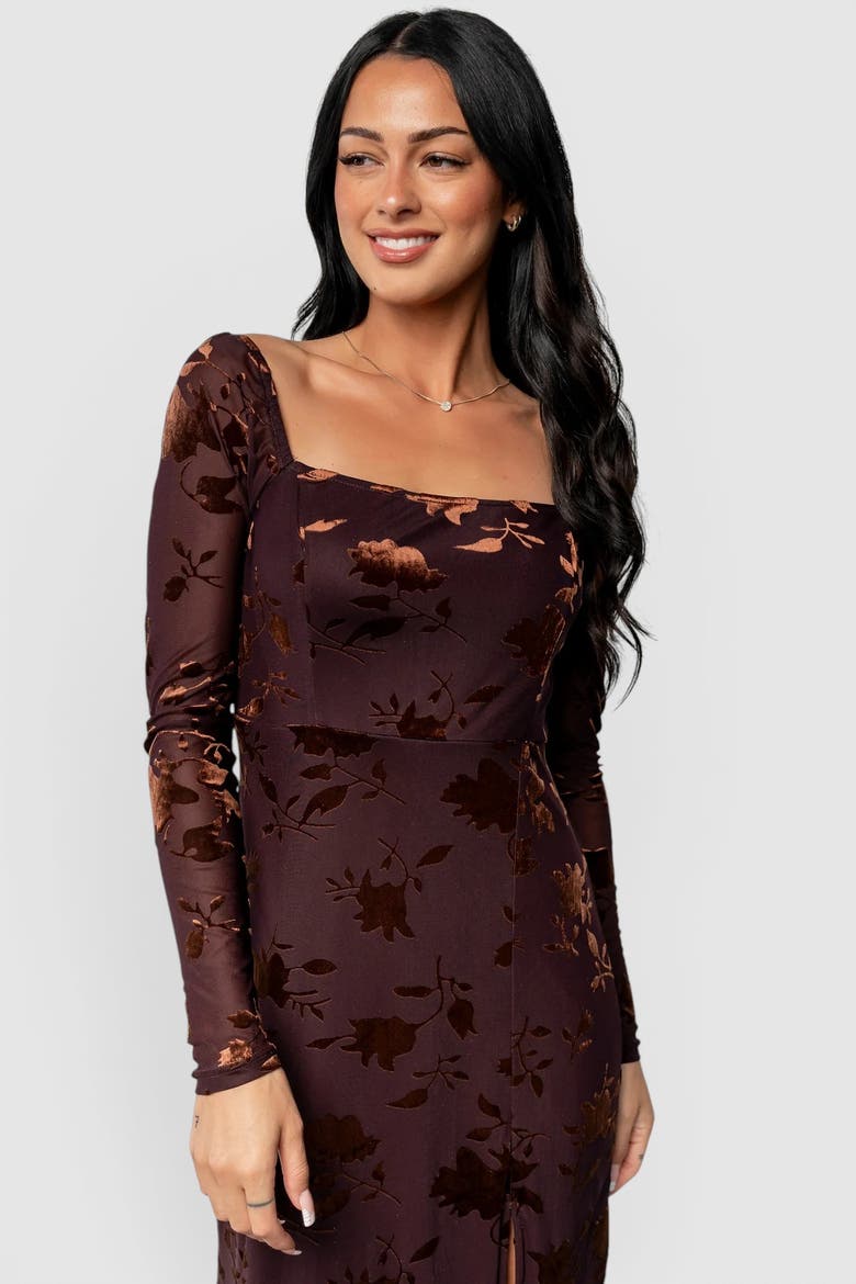 Tamara Midi Dress, Alternate, color, Deep Plum + Dark Bronze Floral