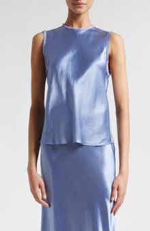 Vince Frayed Edge Sleeveless Satin Shell