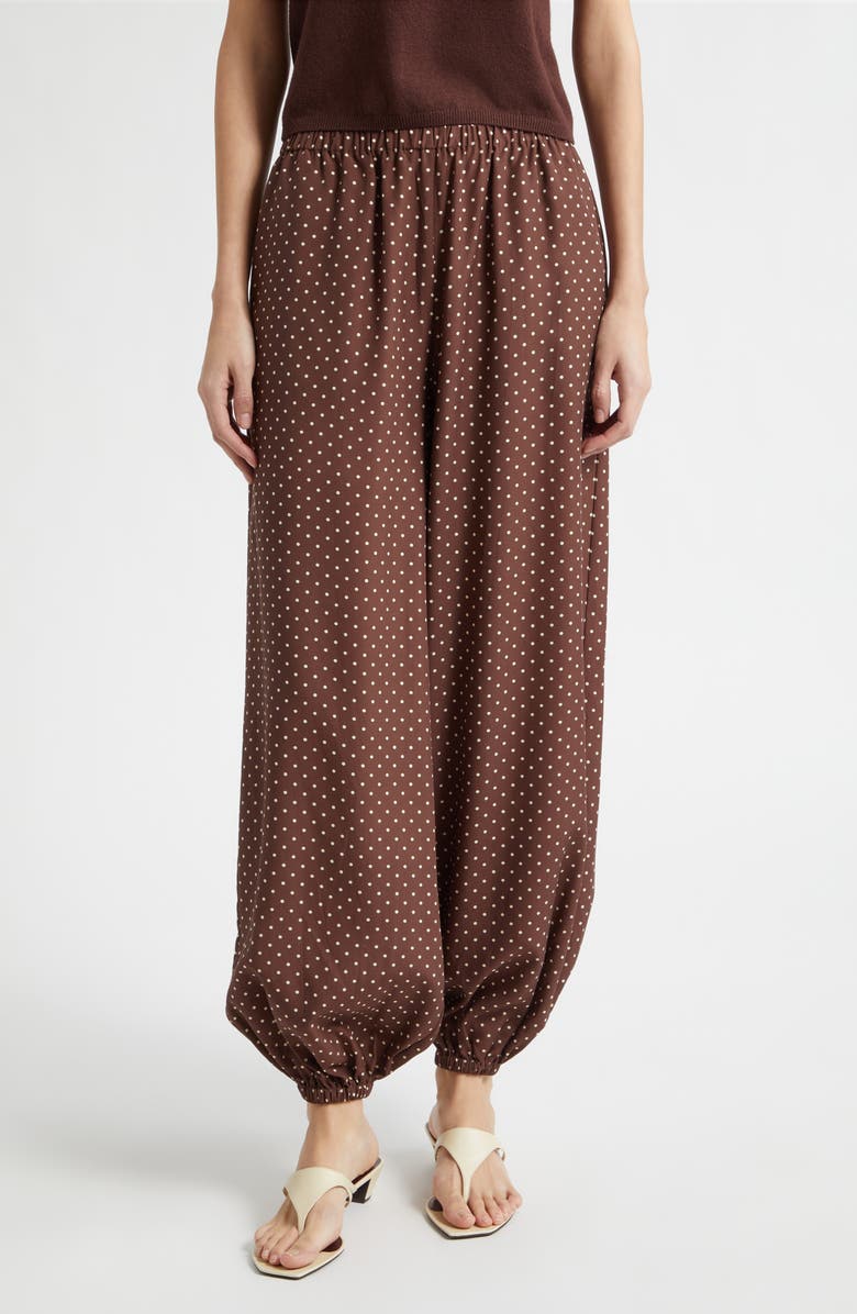 POSSE Evie Polka Dot Mid Rise Balloon Pants, Main, color, Chocolate Vanilla