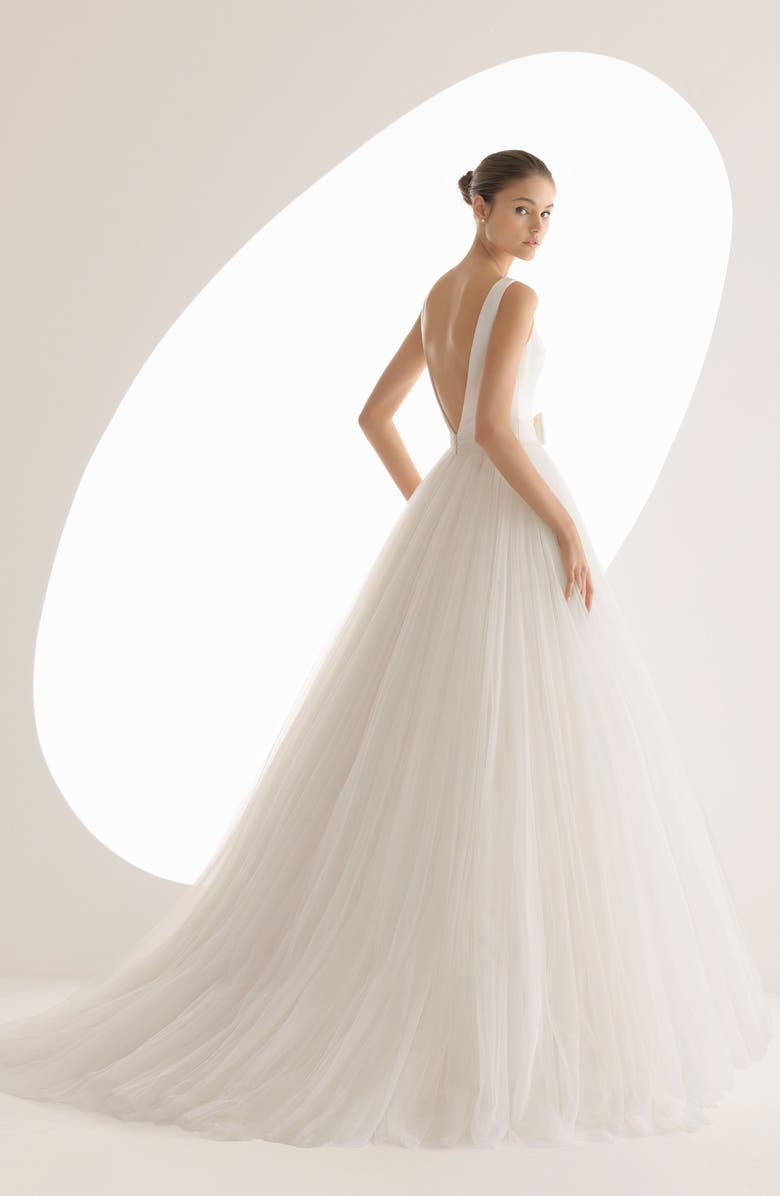 Rosa Clará Aida Satin & Tulle Ballgown Wedding Dress, Alternate, color,