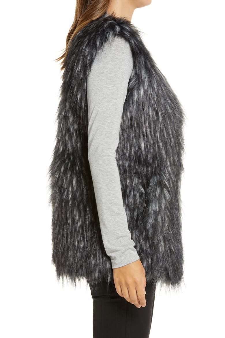 Faux Fur Vest, Alternate, color, BLACK