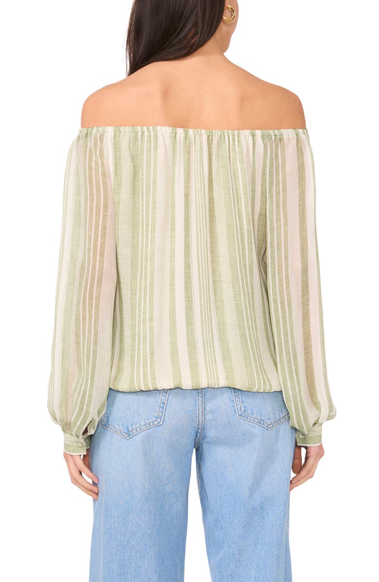 Vince Camuto Stripe Off the Shoulder Tie Hem Top, Alternate, color, 