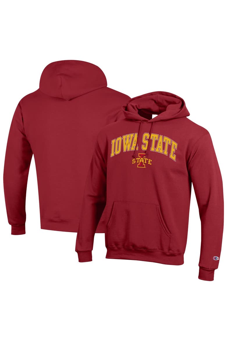 Men's Champion  Cardinal Iowa State Cyclones Arched Logo Fleece Pullover Hoodie, Alternate, color, Cardinal