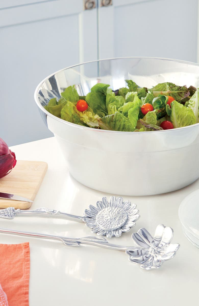 Mariposa Flower Pot Salad Bowl, Alternate, color, Silver