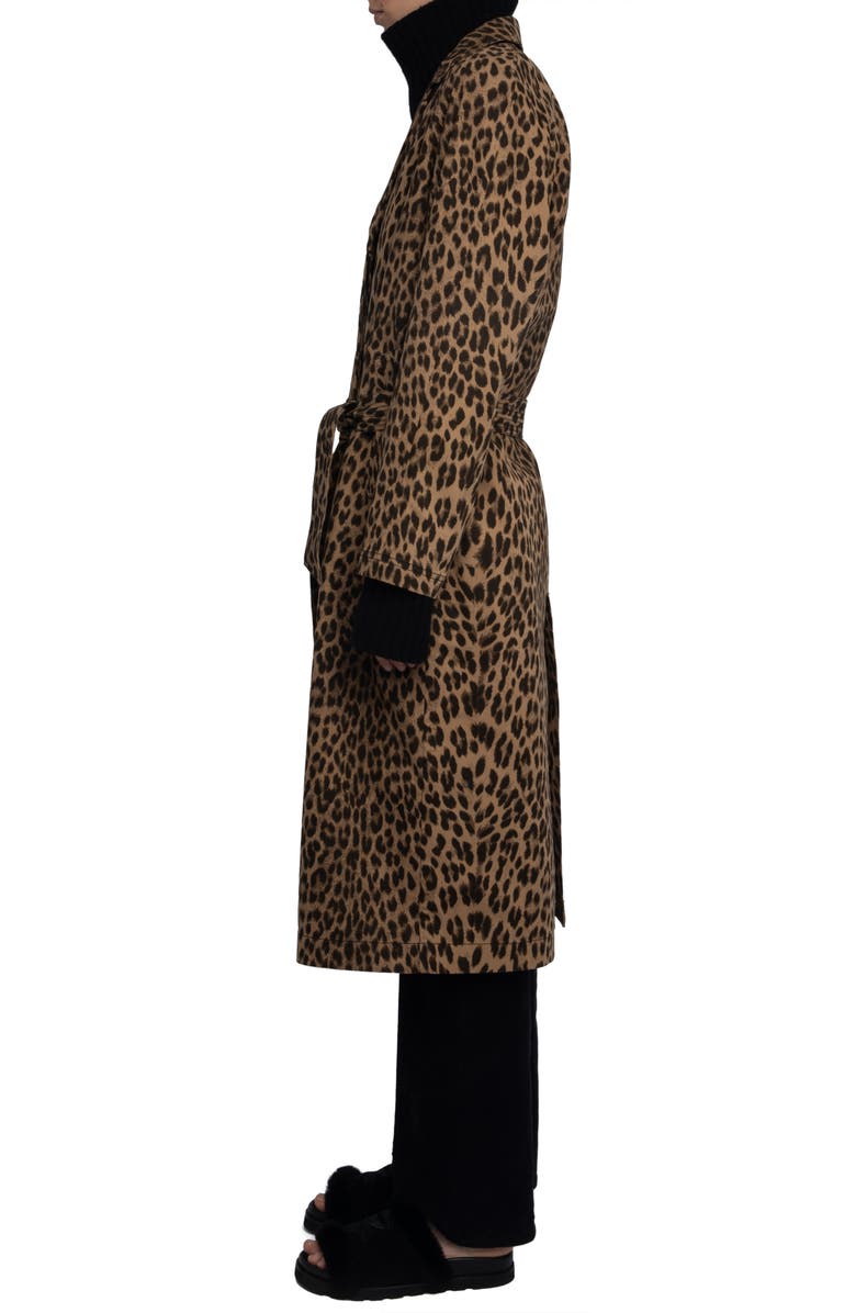 Zadig & Voltaire Mentle Leopard Print Cotton Trench Coat, Alternate, color, Daim