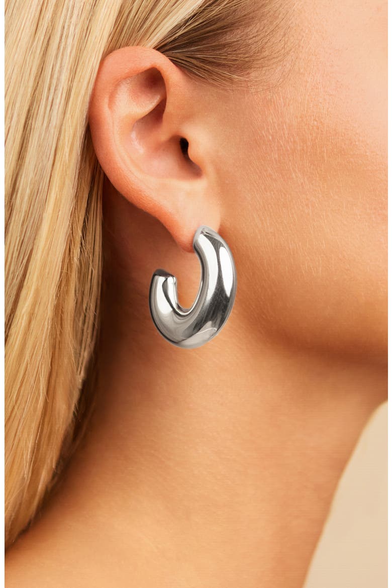 Avril Hoop Earrings, Alternate, color, SILVER