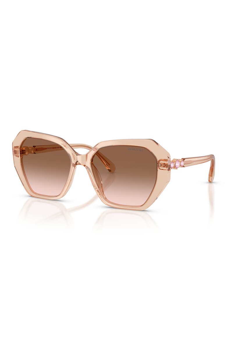 56mm Photochromic Irregular Sunglasses, Alternate, color, TRANSPARENT BEIGE / BROWN