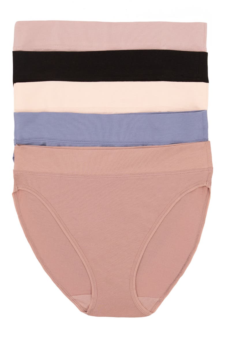 5-Pack Stretch Cotton High Cut Briefs, Main, color, CITY BASICS