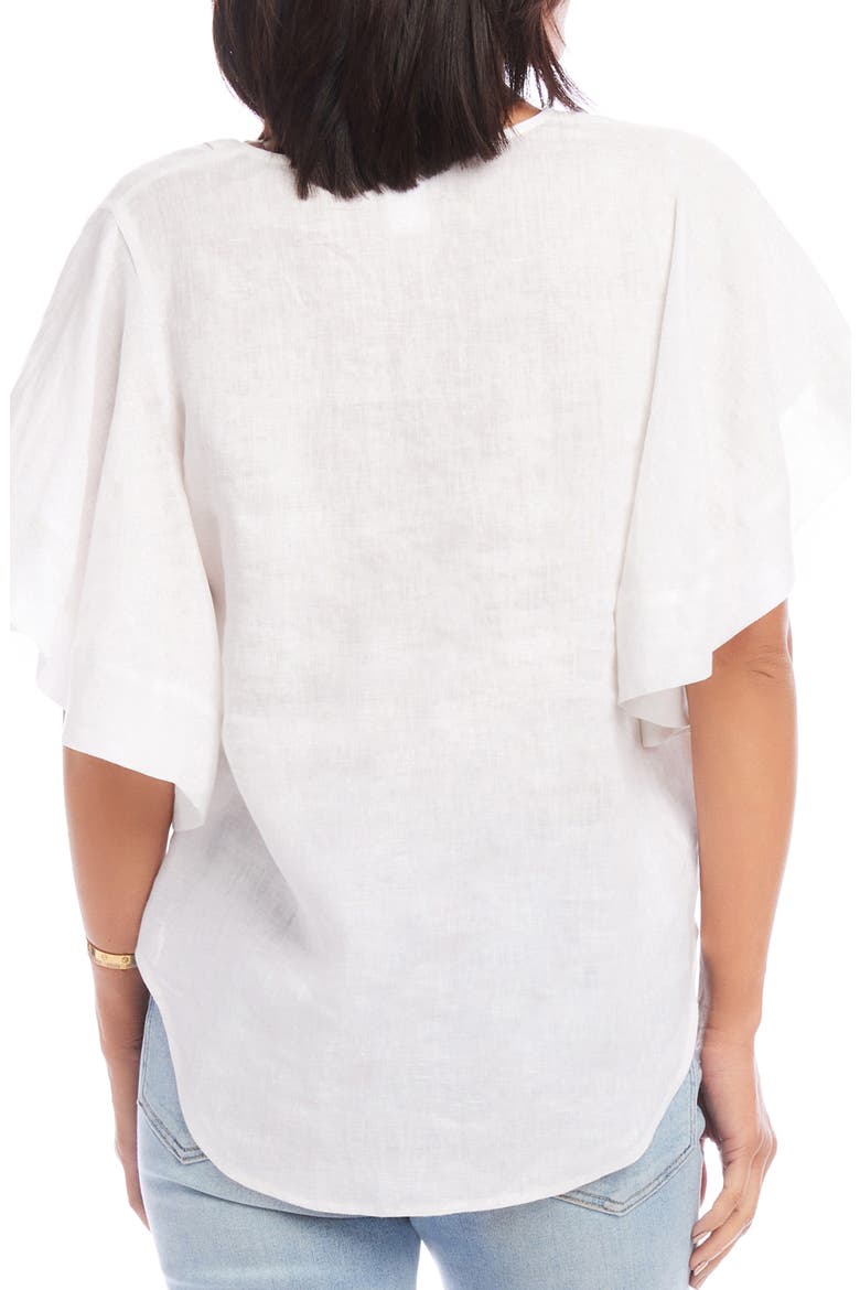 Flutter Sleeve Woven Linen Shirt, Alternate, color, OFF WHITE