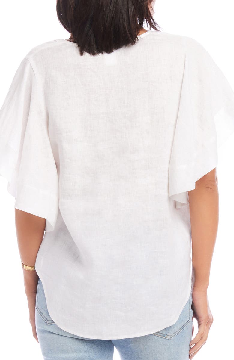 Karen Kane Flutter Sleeve Woven Linen Shirt, Alternate, color, Off White