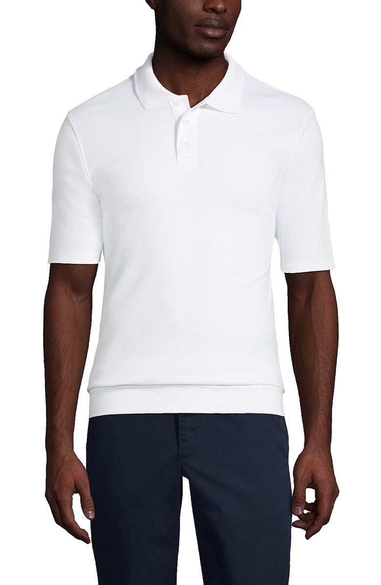 Lands' End School Uniform  Short Sleeve Banded Bottom Polo Shirt, Main, color, White