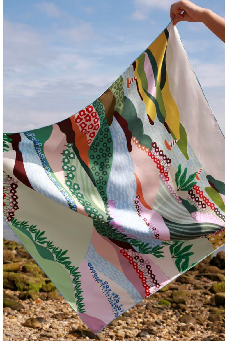 Double Sided Silk Scarf Of Summer, Alternate, color, Blue