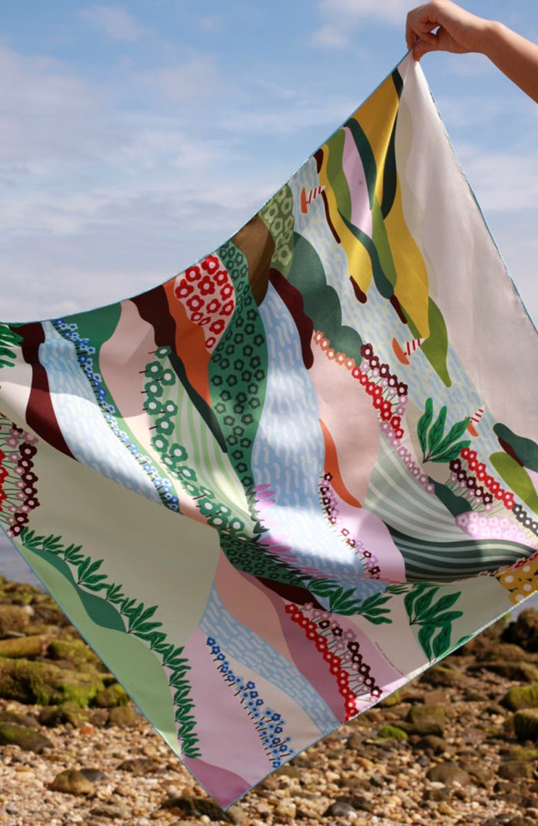 Jessie Zhao New York Double Sided Silk Scarf Of Summer, Alternate, color, Blue