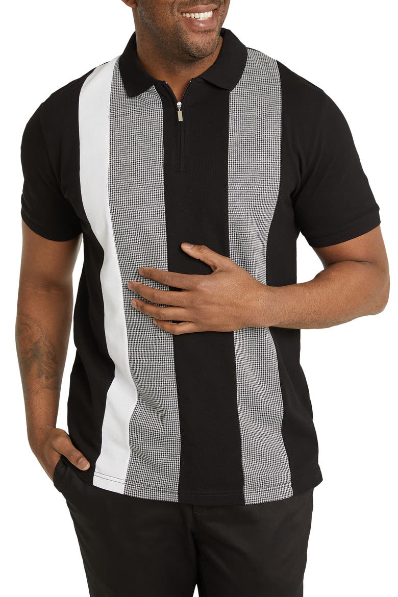 Huxlie Splice Half Zip Polo, Main, color, BLACK