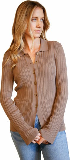 売れ筋商品|||エイブル ニット&セーター アウター レディース Women's Serena Rib-Knit Cardigan Driftwood ABLE Women's Serena Rib-Knit Cardigan, Driftwood, Size X
