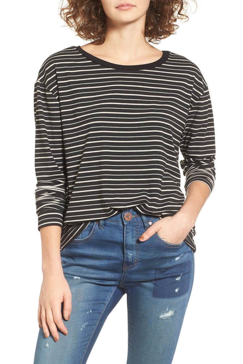 Stripe Tee, Main, color, BLACK/ OATMEAL