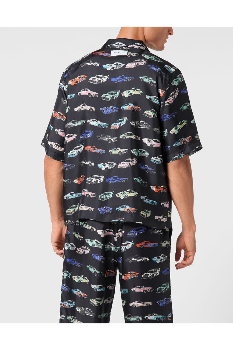Silk Bowling Shirt Ss Cars Racing Men, Alternate, color, black/multicolored